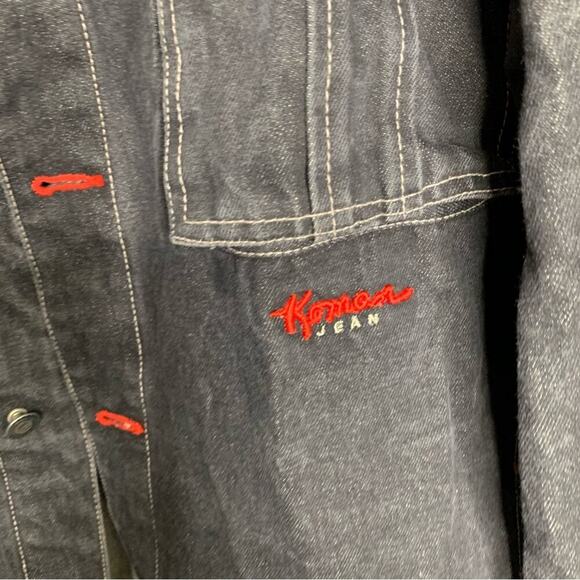 Vintage 2000s black raw denim by‎ koman jacket size XL men’s y2k hiphop - Picture 3 of 7